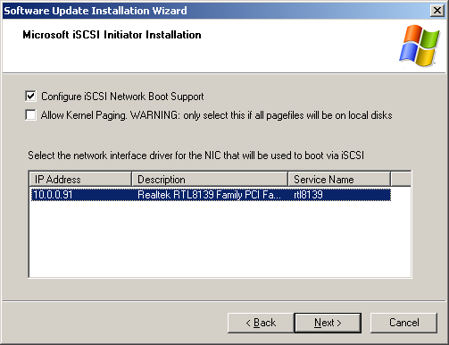 Selecting boot NIC Selecting boot NIC